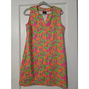 Sailor‎ Sailor Pink Oranges Sleeveless V Neck Dress Stretch Size Medium Tropical